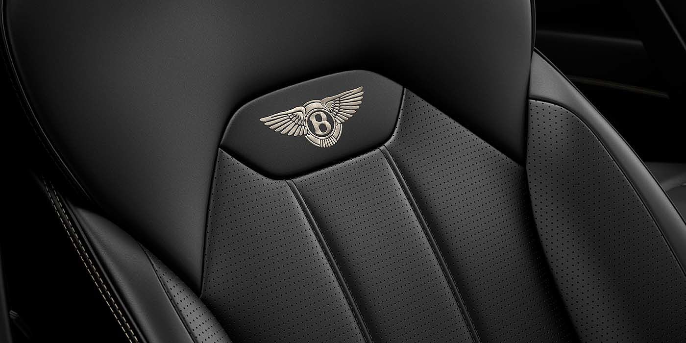 Bentley Basel Bentley Bentayga EWB SUV Beluga black leather seat detail