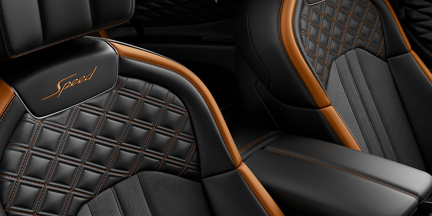 Bentley Basel Bentley Flying Spur Speed's front seats with detailed contrast stitching and Speed Emblems