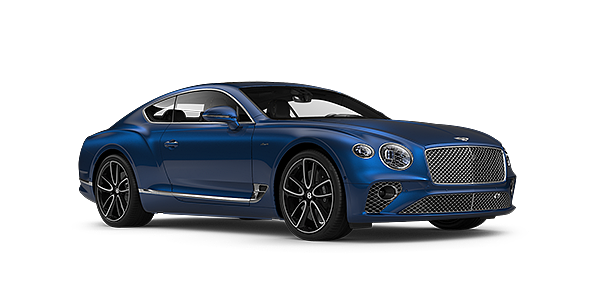 Bentley Basel Bentley GT Azure coupe in Sequin Blue paint front 34