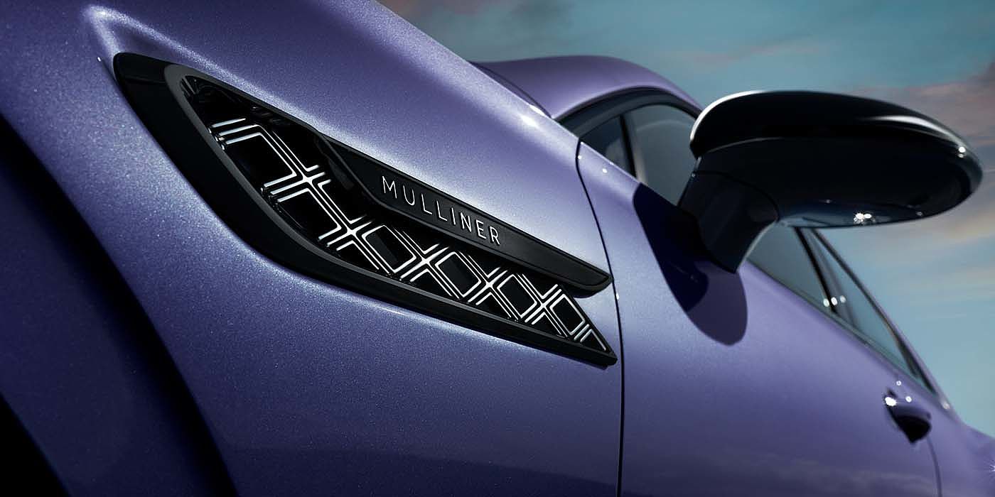 Bentley Basel Bentley Flying Spur Mulliner in Tanzanite Purple paint with Blackline Specification wing vent