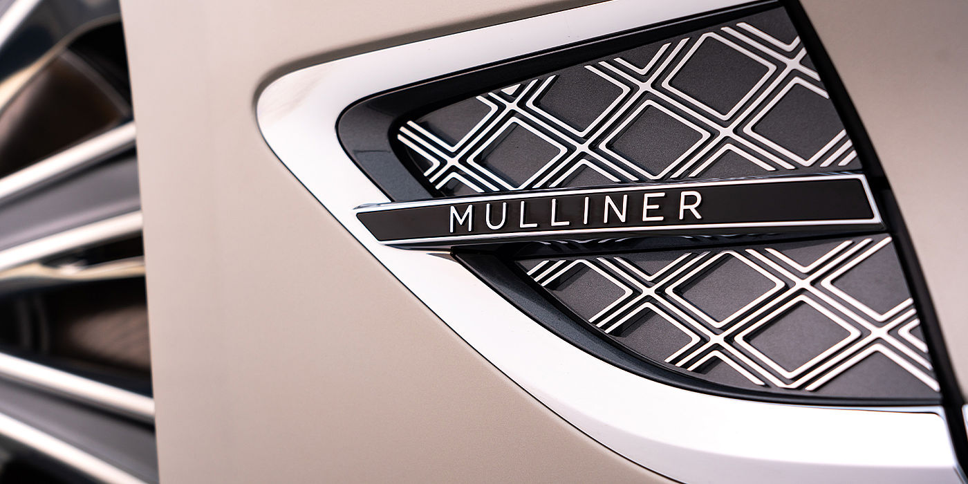 Bentley Basel Bentley Continental GT Mulliner coupe in White Sand paint Mulliner wing vent close up